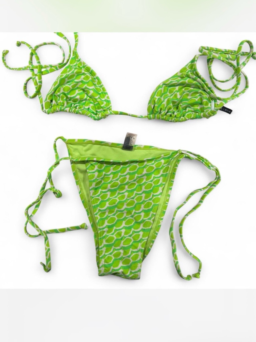 Kendall & Kylie Lime Green Patterned String Bikini